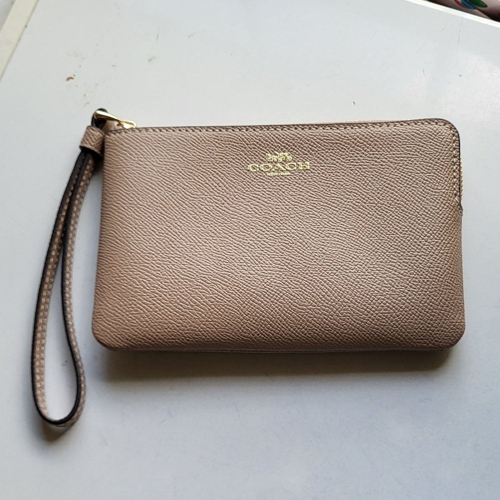 Coach Beige Leather Wristlet